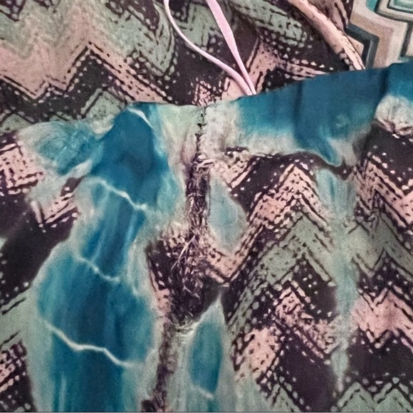 Language Silk Southwest Boho Tribal Strapless Maxi Dress Turquoise SZ S - Picture 13 of 13